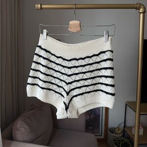 Zara Crochet Mini Shorts Black & White Summer Resort Chic, L